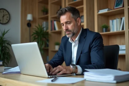 Homme d'affaires concentré sur un formulaire de plainte